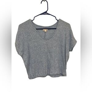 Light Blue Ribbed V-Neck Women's Top SO